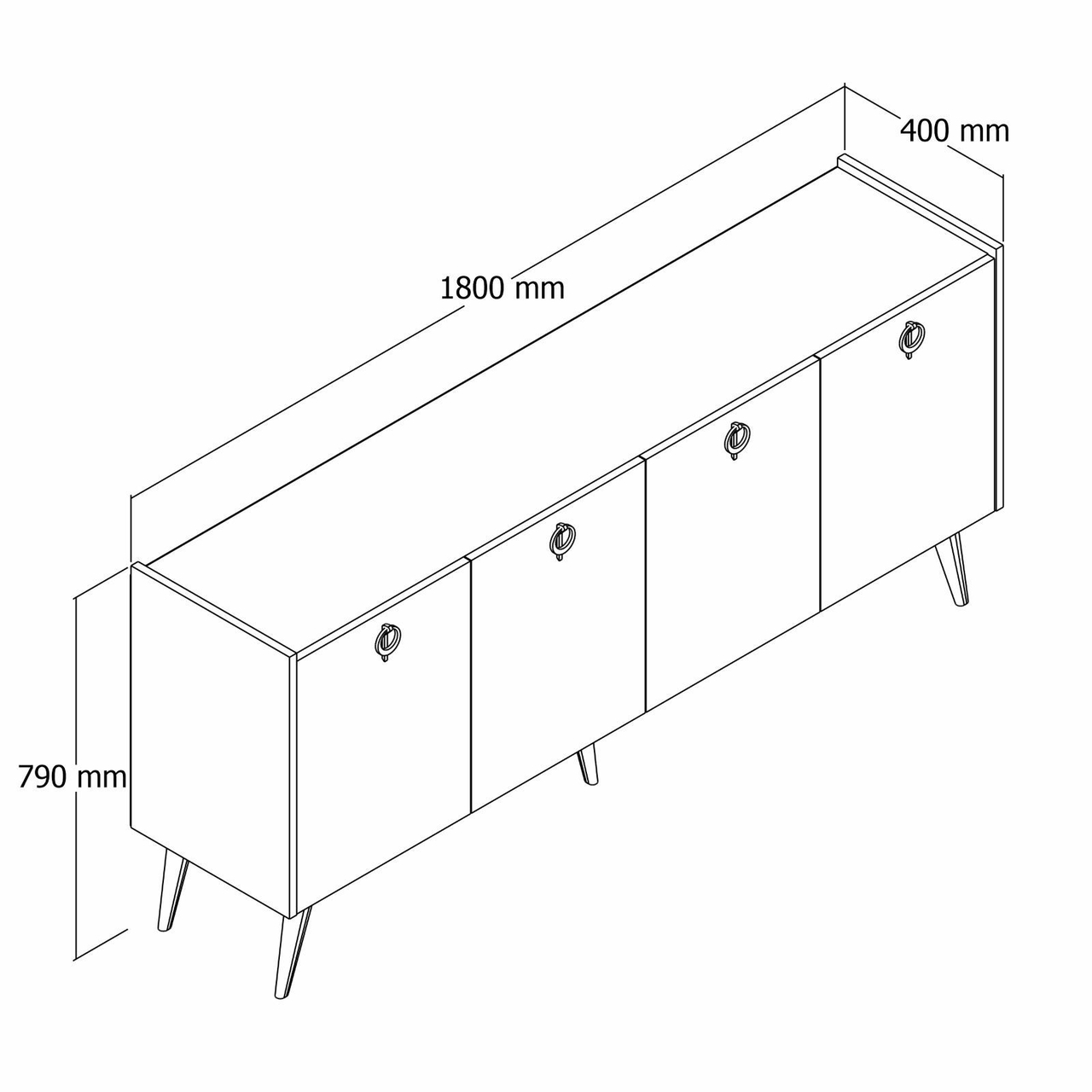 Consola, Hanah Home, Kaya, 180x79x40 cm, Maro - view 6