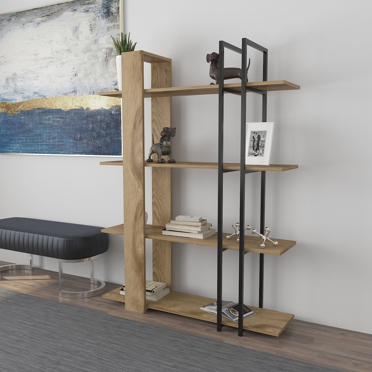 Corp biblioteca, Zena Home, Onno, Stejar / Negru