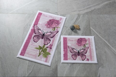Set 2 covorase de baie carte postale, confetti, 50x57 cm/57x100 cm, roz