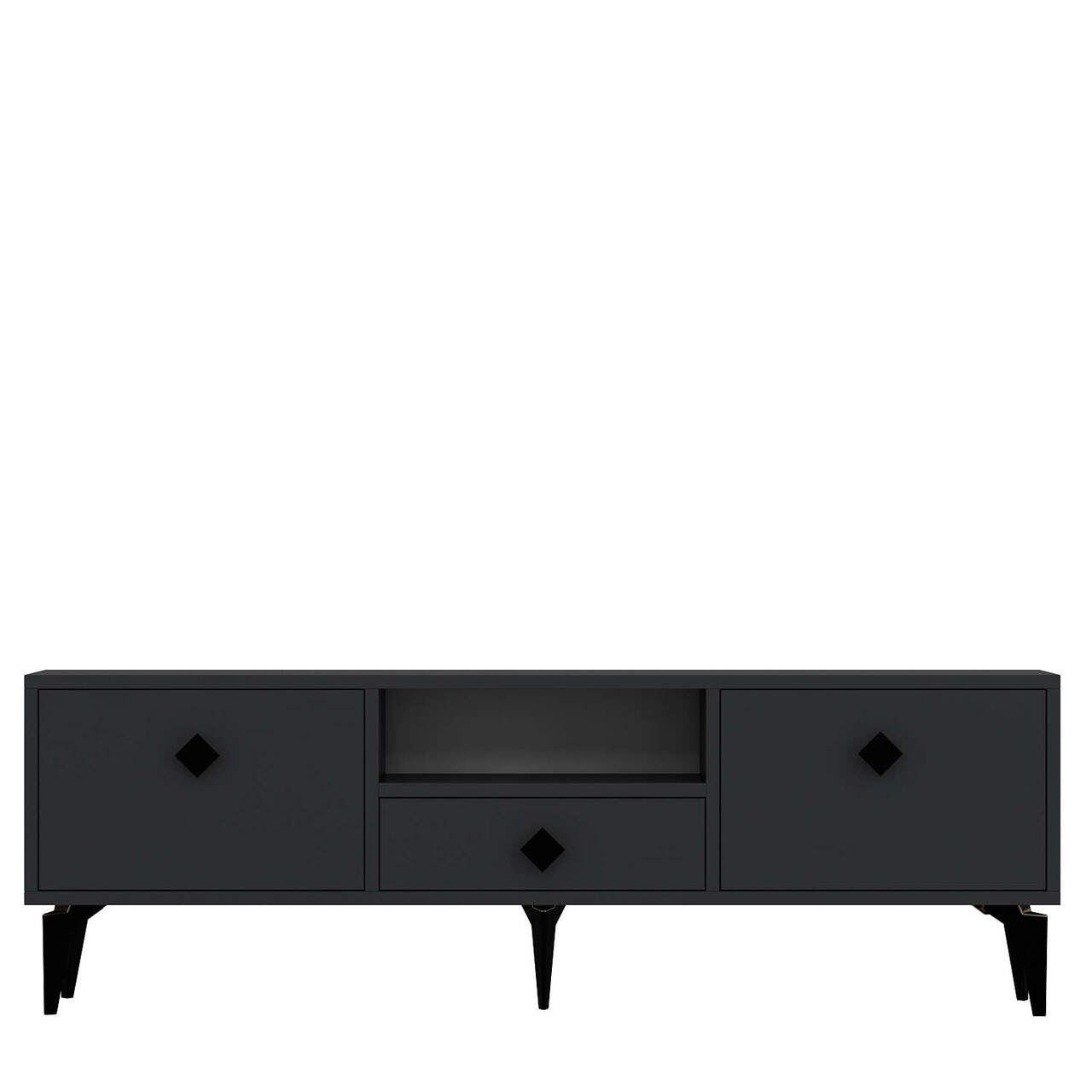 Comoda TV, Hanah Home, 1304-DROP-1, 140x49x30 cm, PAL , Antracit / Negru - view 3
