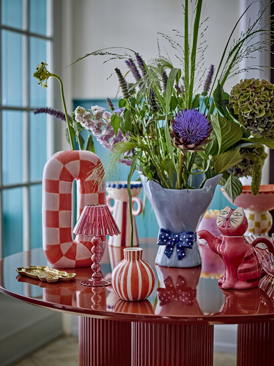 Vaza decorativa, Bloomingville, Belivia, 19.5x28.5 cm, ceramica, albastru - imagine 2