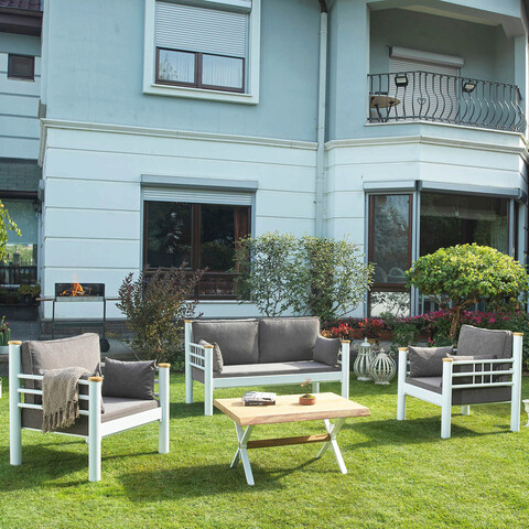 Set mobilier de gradina, heaven, kappis (2+1+1), alb/maro