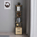 Corp biblioteca, Retricy, Robbins, 39x39x160 cm, PAL, Negru / Stejar