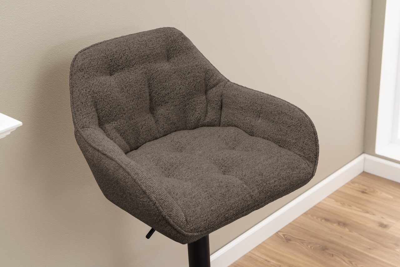 Scaun de bar Brooke, Actona, 52x52x109 cm, rotativ, tesatura Boucle/otel, grej - view 3