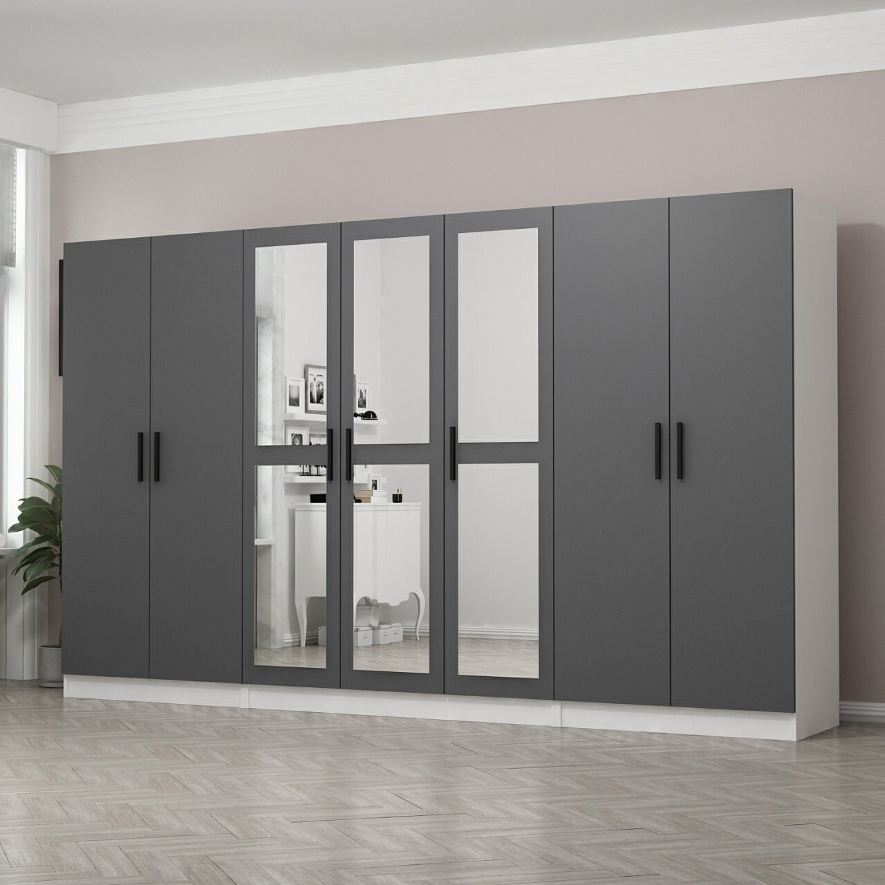 Dulap pentru haine, Minerva, Kale, 315x210x52 cm, PAL, Antracit - 1 | YEO