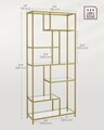 Biblioteca cu 6 niveluri, Vasagle, 80x30x180 cm, sticla/otel, auriu