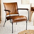 Fotoliu Gladio, Homla, 68x76x75 cm, metal/piele, maro