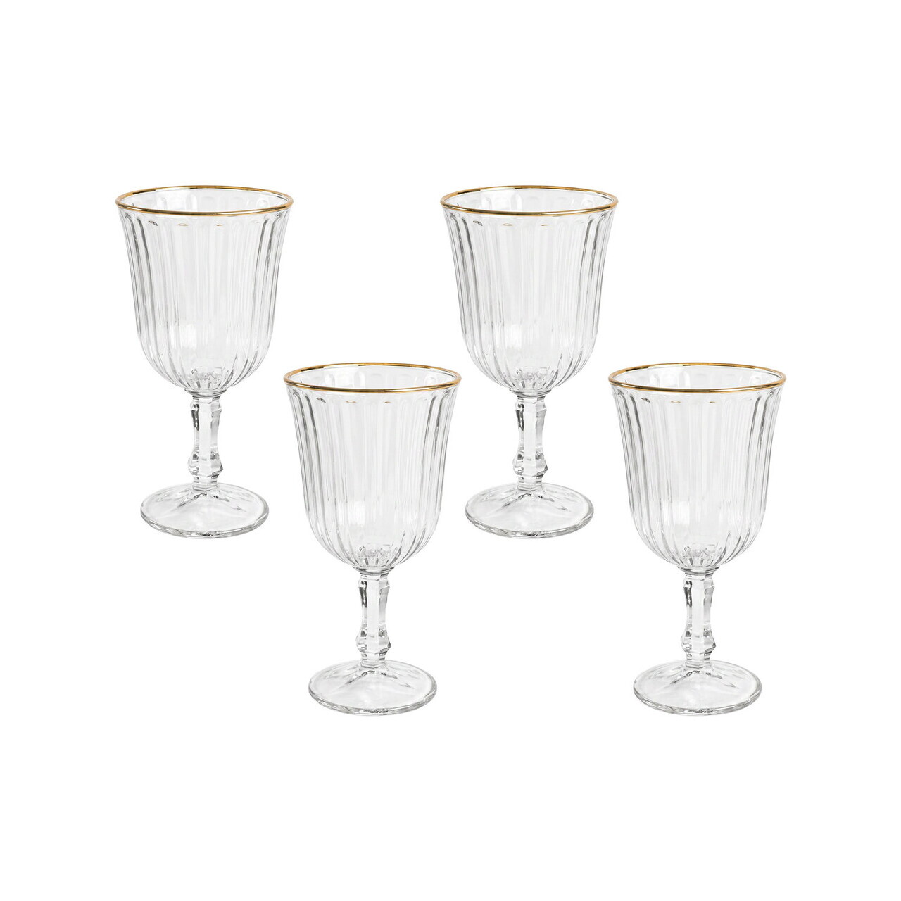Set de pahare de vin, Hermia, 666HAC2123, Sticla, Auriu / Transparent — imaginea 3