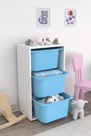 Dulap multifunctional, Estella, Bronz 3D, Alb/Albastru