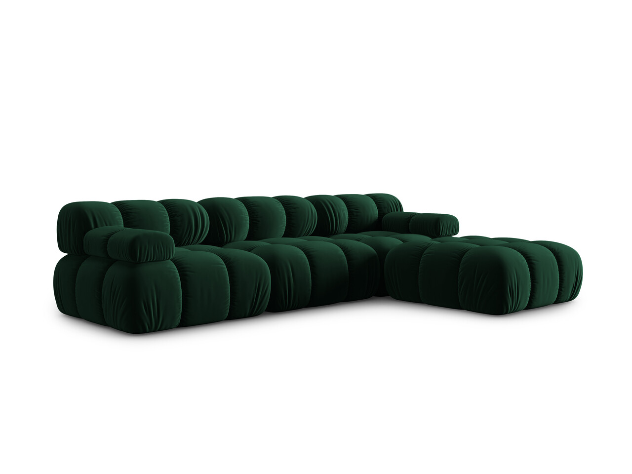 Canapea modulara 4 locuri, Bellis, Micadoni Home, BL, 282x188x70 cm, catifea, verde bottle