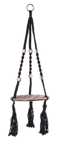 Suport pentru ghiveci peruvian black, bizzotto, suspendabil, Ø25 x 87 cm, lemn de paulownia/bumbac