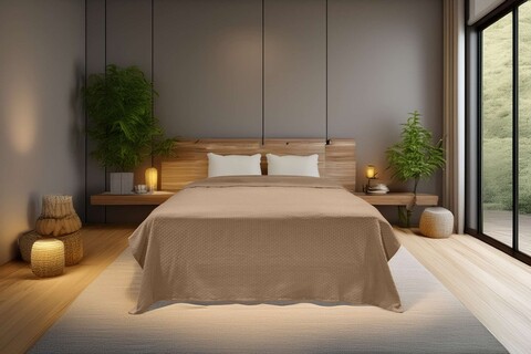 Cuvertura matlasata dubla, Hasır - Beige, ICF Bedroom, Bumbac