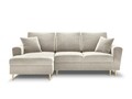 Coltar extensibil stanga 4 locuri, Moghan, Micadoni Home, GL, 241x145x88 cm, catifea, bej deschis