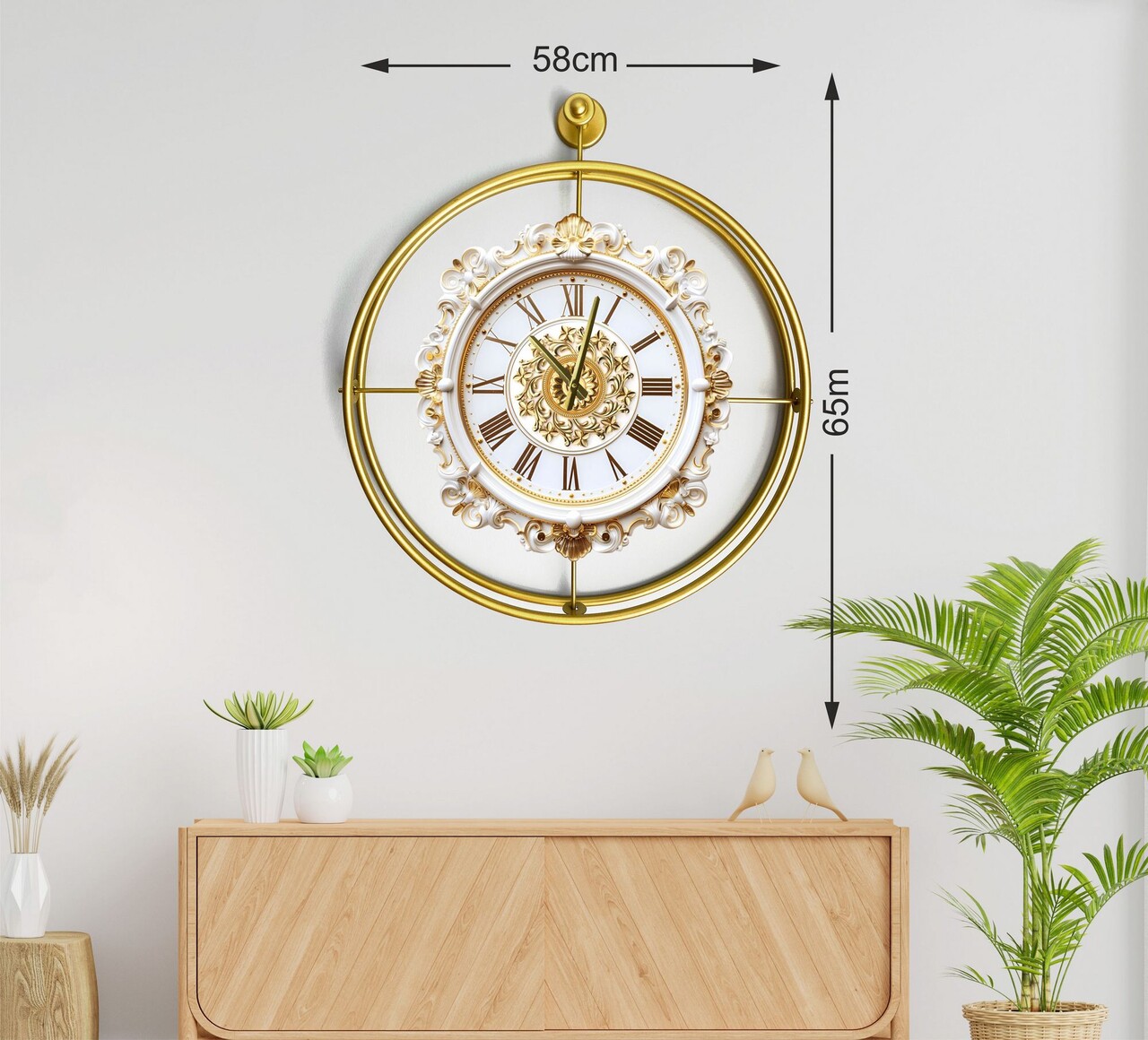 Ceas de perete, Mclock-00120, Lățime: 58 cm Înălțime: 65 cm Adâncime: 7 cm, Auriu - view 2
