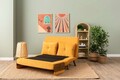 Canapea extensibilă cu 2 locuri, Futon, 859FTN2728, Metal , Galben mustar