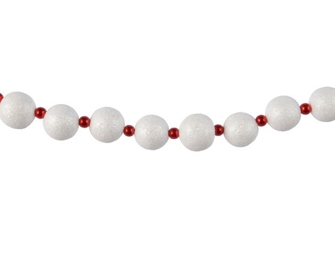 Ghirlanda decorativa Bead, Decoris, spuma, 270 cm, alb/rosu