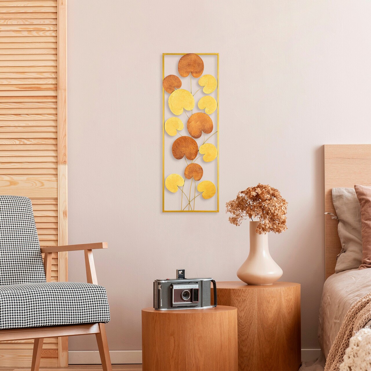 Decoratiune de perete, Catalpa, Metal, Dimensiune: 32 x 90 cm, Multicolor
