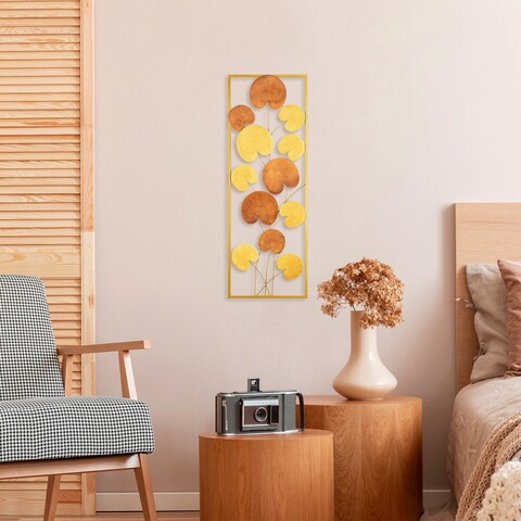Decoratiune de perete, catalpa, metal, dimensiune: 32 x 90 cm, multicolor