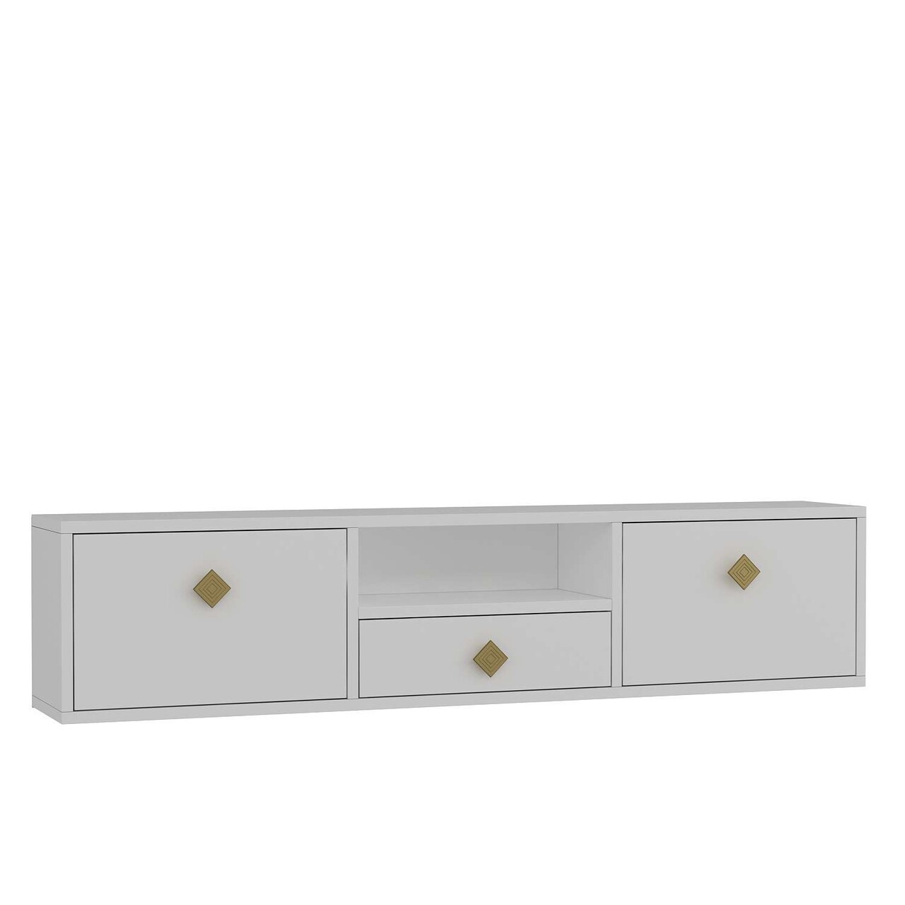Comoda TV, Hanah Home, 1305-DROP-1, 140x30x30 cm, PAL , Alb/Auriu - view 4