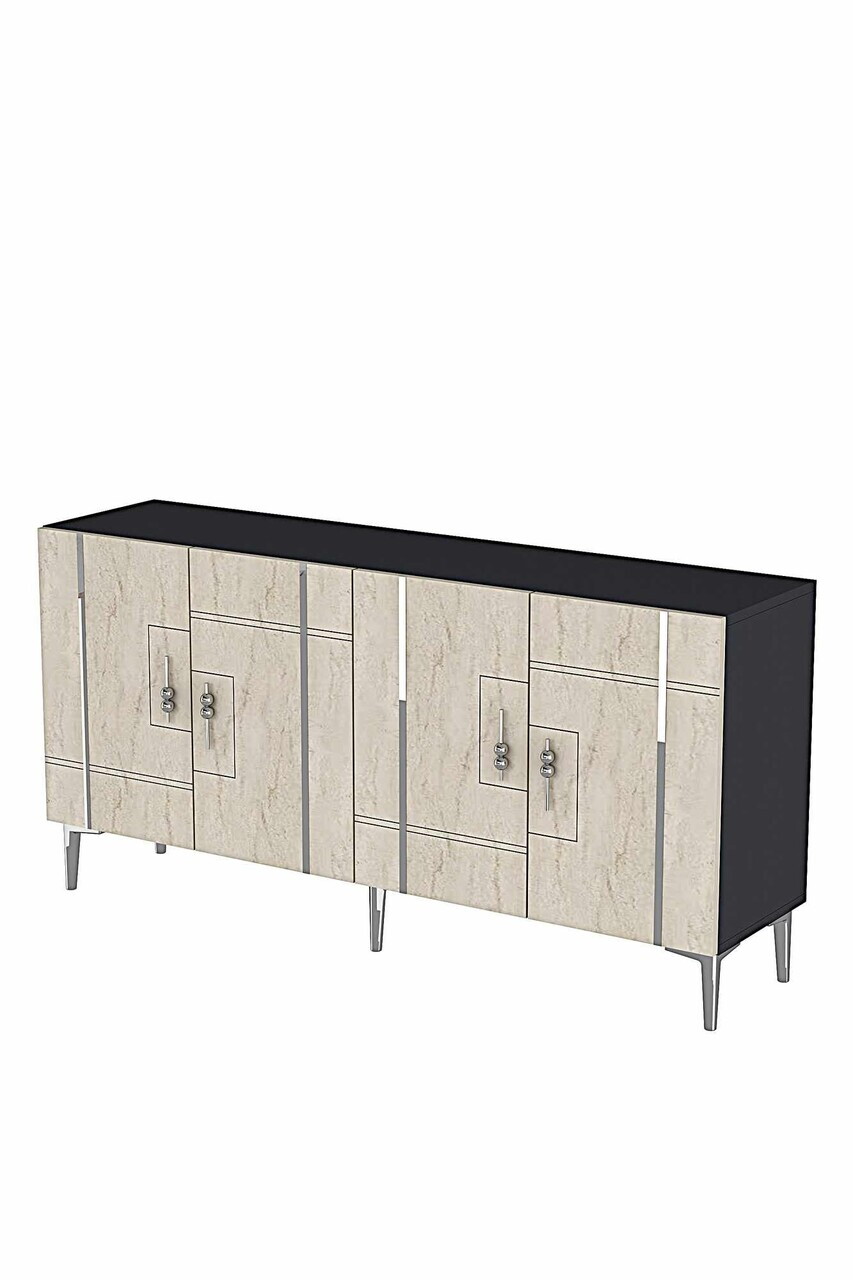 Consola, Hanah Home, Ilay 150, 150x75x32 cm, Antracit / Travertin / Argint — imaginea 6