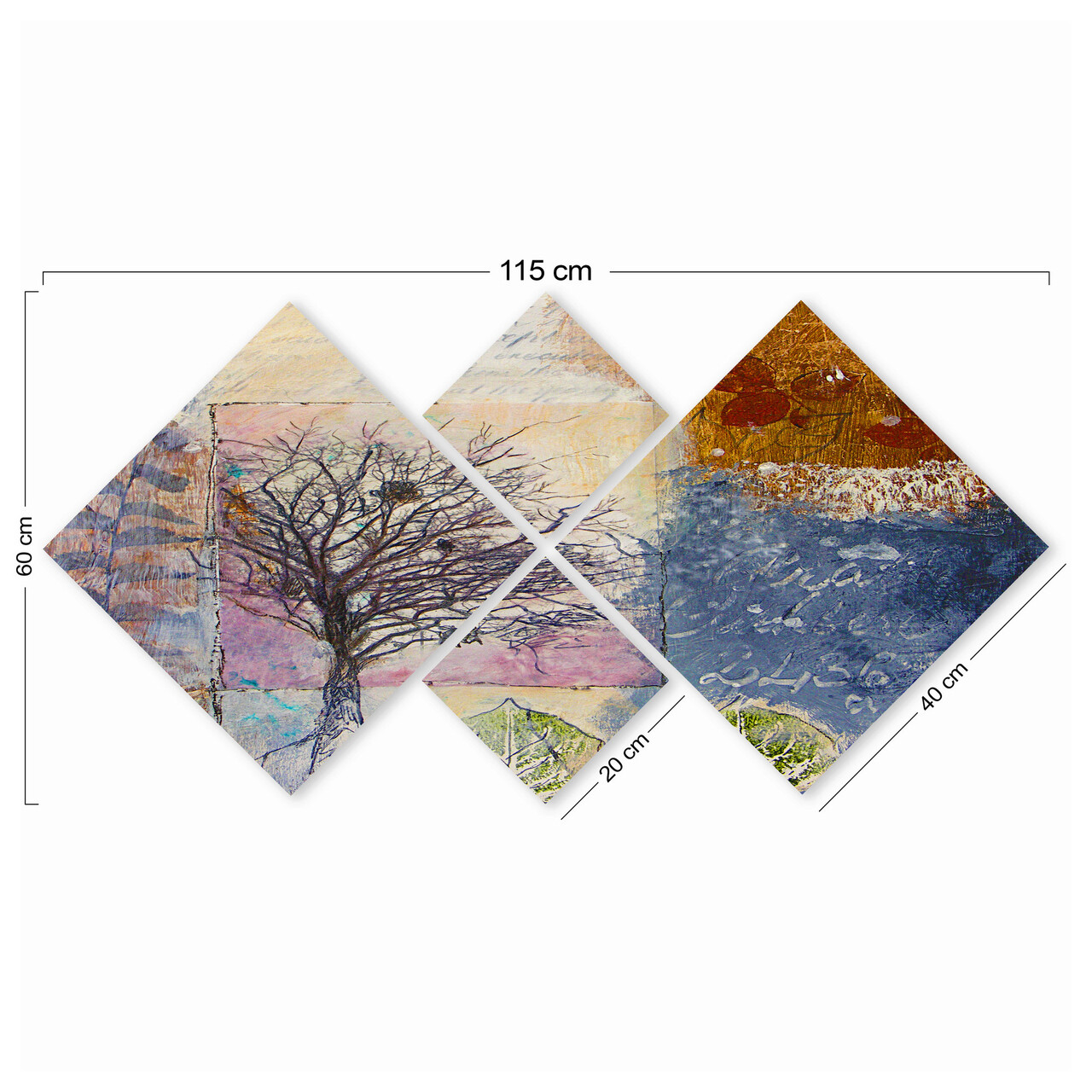 Set 4 tablouri decorative, 4MDF63398908, MDF, Imprimat UV, Multicolor