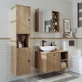 Set Dulap de Baie cu Chiuvetă și Oglindă (3 Piese), Hanah Home, 2485, MDF, Maro