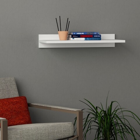 Raft de perete duz, decortie, 60x22x10 cm, alb