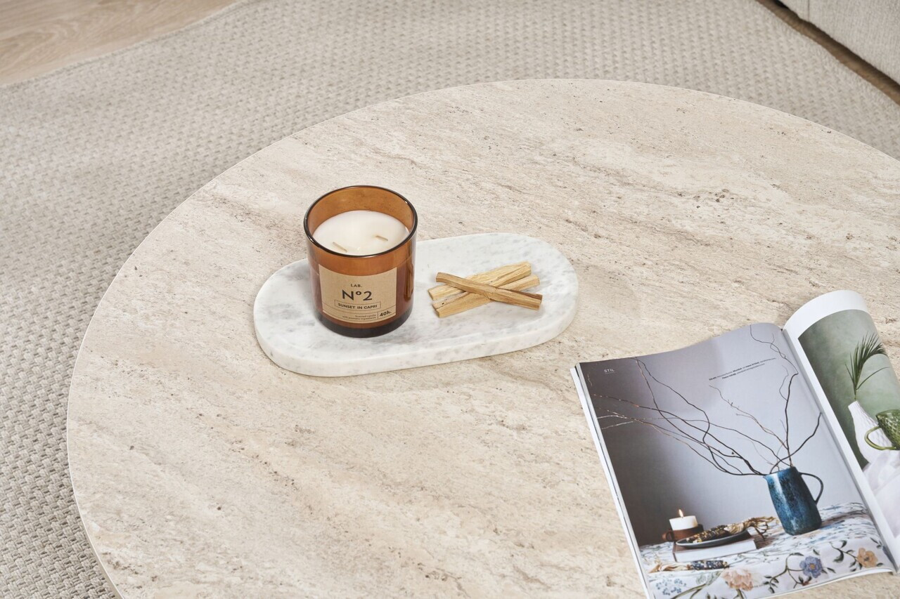 Masuta de cafea, Hanah Home, Soleil, 90x40x90 cm, PAL, Travertin / Nuc Venezia — imaginea 5