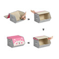 Set 3 cutii depozitare Vasagle, capac magnetic, 38x25x35 cm, material netesut/metal, multicolor