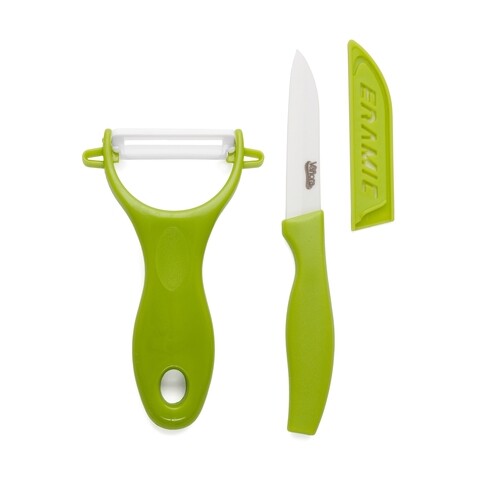 Set cutit si curatator legume, cook in style, vanora, ceramica, verde