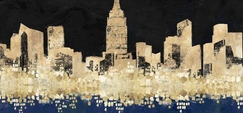 Tablou, Golden City, Mauro Ferretti, 70×150 cm, canvas/lemn de pin 'Golden