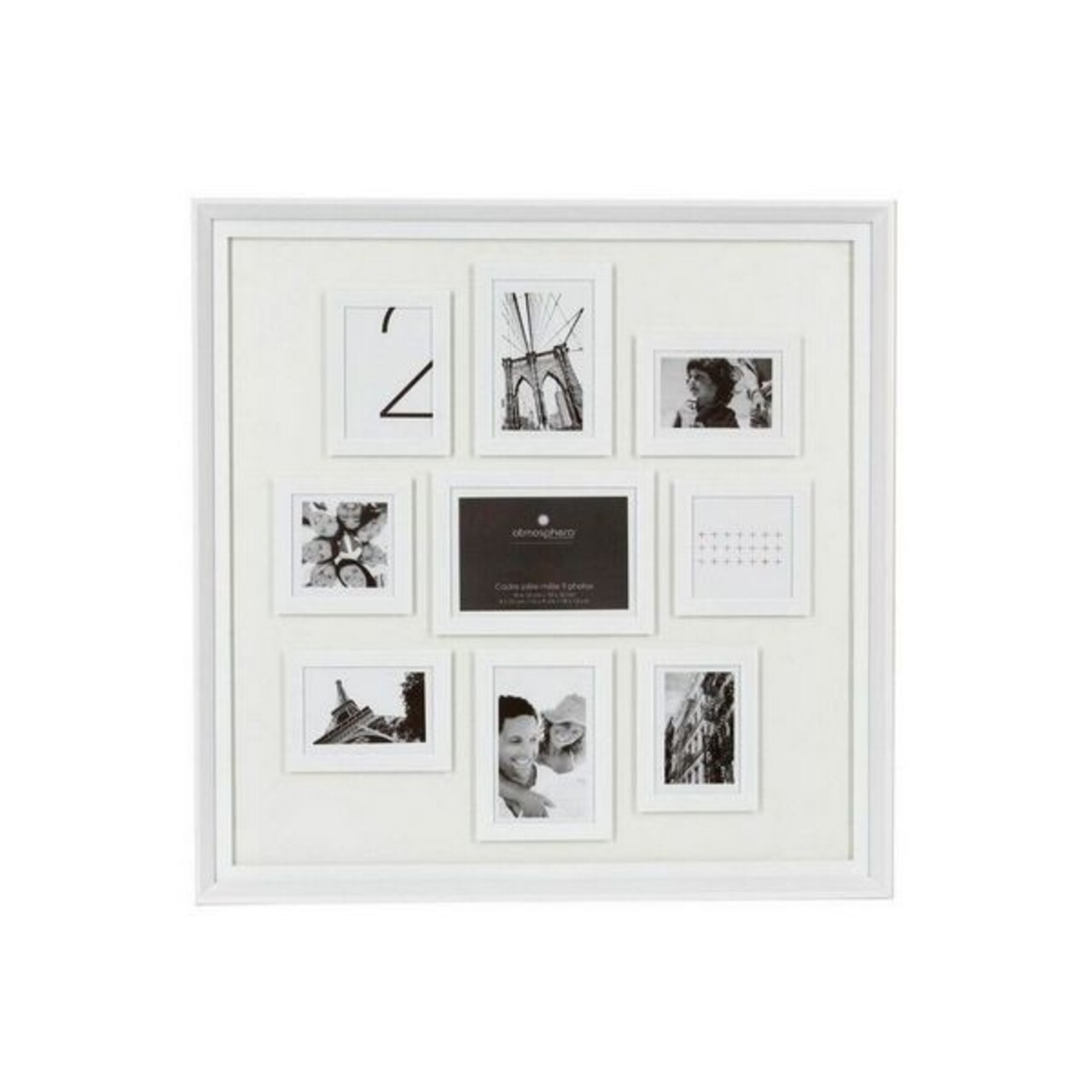 Rama Foto 9 Poze, Atmosphera, 102304A, 62.5 X 2.4 X 62.5 Cm, Plastic, Alb