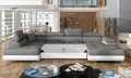 Coltar extensibil stanga 6 locuri ELTAP, Rod-36, Rodrigo, 345x202x90 cm, lemn/poliester, gri inchis/alb