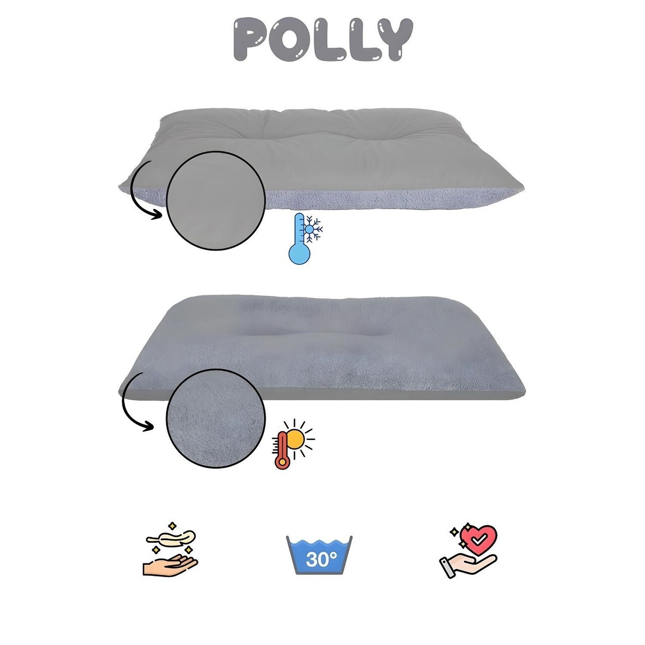 Pat pentru animale de companie, Paws &amp; Whiskers, Polly Dog 50 x 70, Material exterior: 100% poliester, Gri deschis / Gri - view 3
