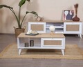Masuta de cafea, Wolina, Mount, 55x100x45 cm, MDF , Alb / Stejar
