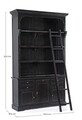 Biblioteca cu scara Jefferson, Bizzotto, 143.5x40.6x233.7 cm, lemn de mango, negru