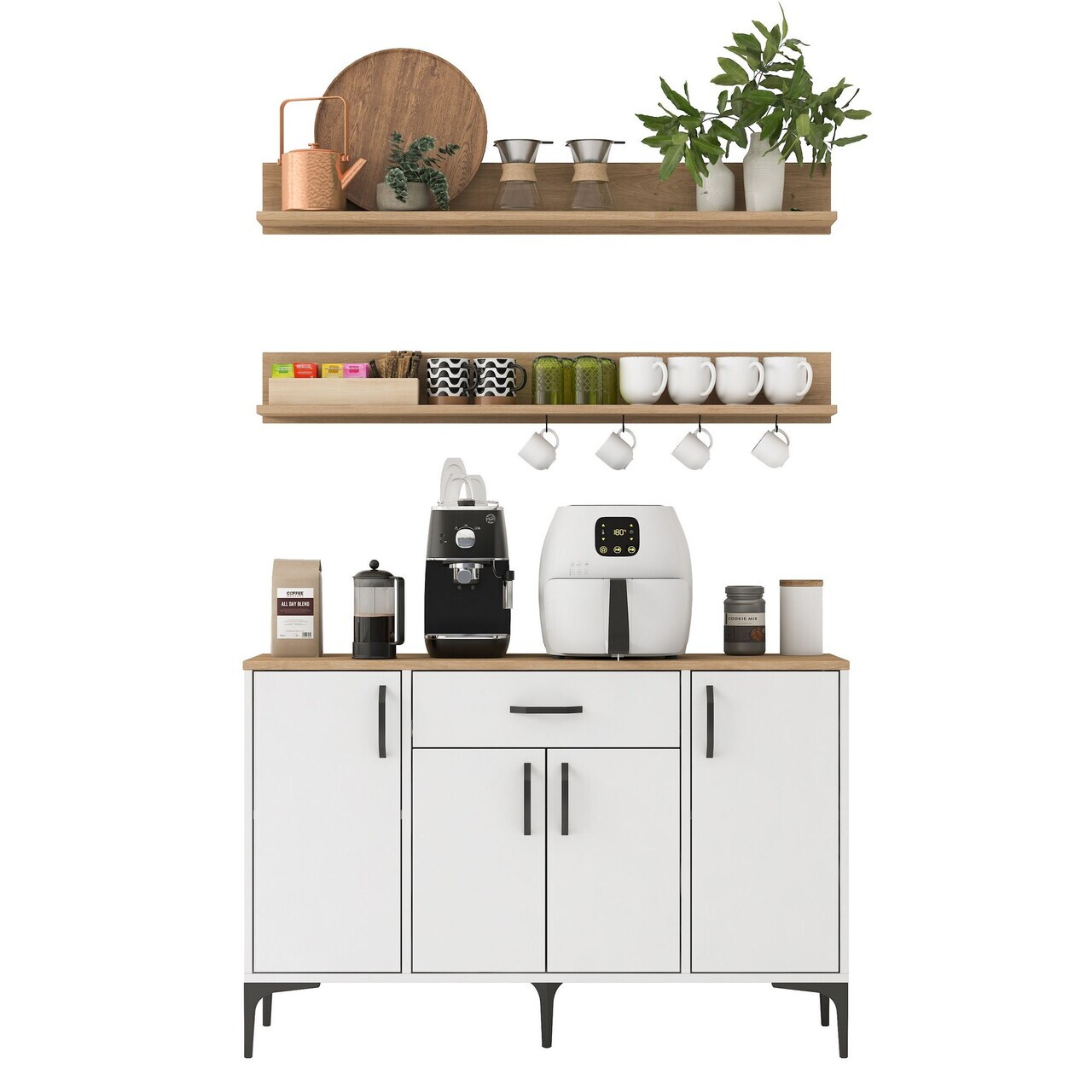 Dulap multifunctional, Hanah Home, JE233, PAL melaminat, Alb/Maro - view 8