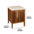Taburet pentru baie Fondi, Wenko, 39x39x52 cm, lemn acacia/bumbac, maro/bej