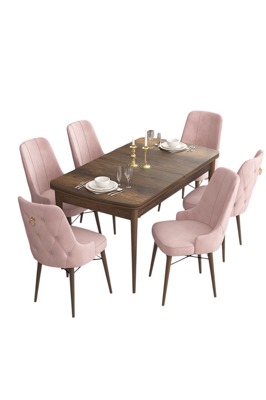 Set masa extensibila si scaune, Hanah Home, Are, Baroc / Roz - view 2