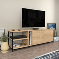 Comoda TV, Retricy, Primrose, 160x35.3x50.8 cm, PAL, Negru / Stejar