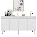 Consola, Olivia, Defne, 150x80x40 cm, PAL , Alb / Argintiu
