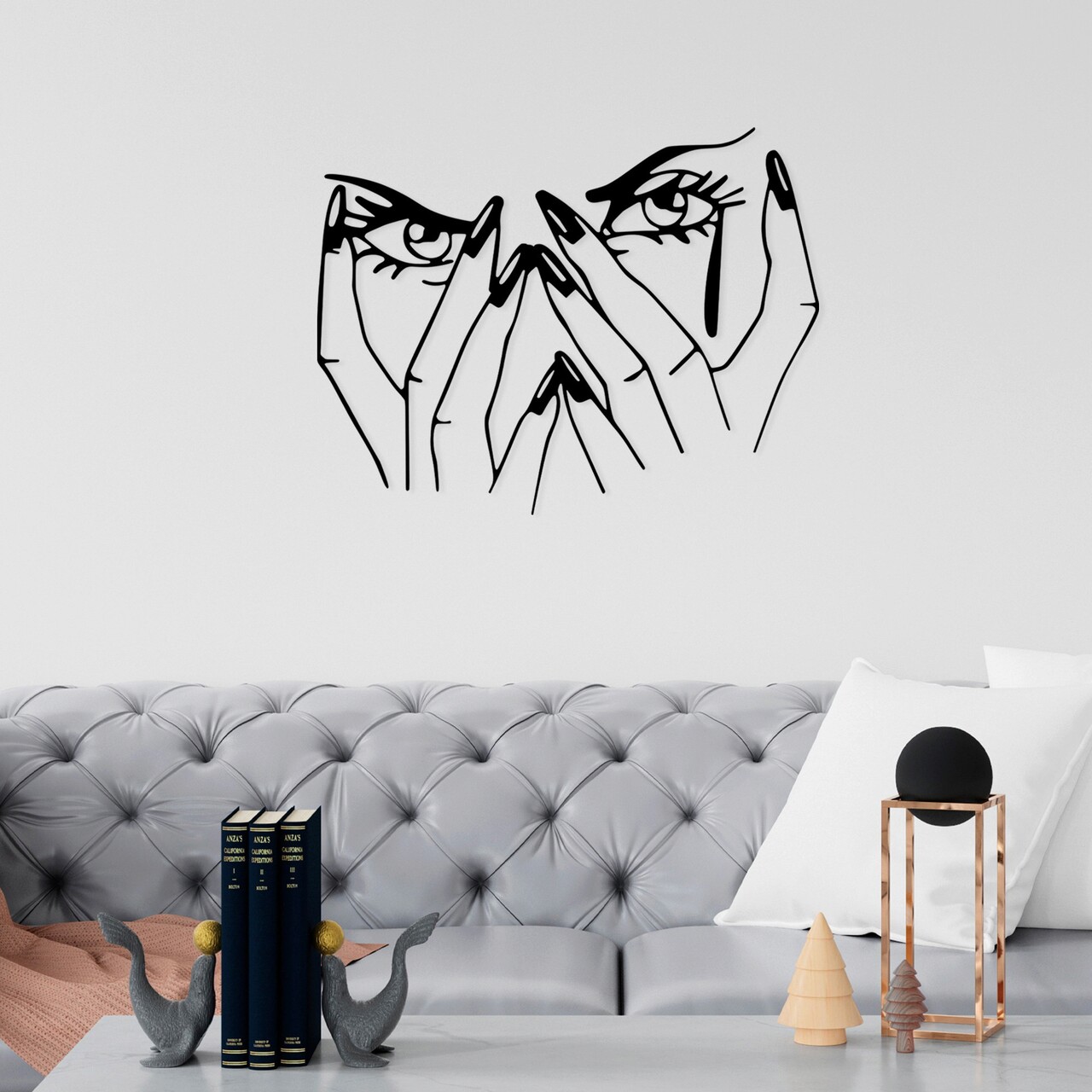 Decoratiune de perete, Woman Eyes, Metal, Dimensiune: 70 x 54 cm, Negru - 2 | YEO