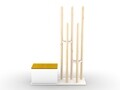 Cuier cu pantofar Rafevi Katana, 120 x 36 x 168 cm, PAL/lemn, galben