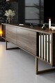 Comoda TV, Bexley, Gold Line, 180x30x48 cm, PAL, Nuc / Negru