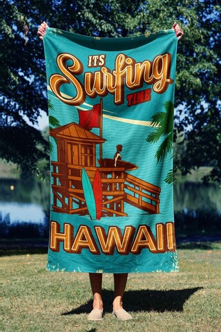 Prosop de plaja, Astacura, Surfing Time Hawaii 70, 70x130 cm, 70% poliester/30% poliamida, Multicolor