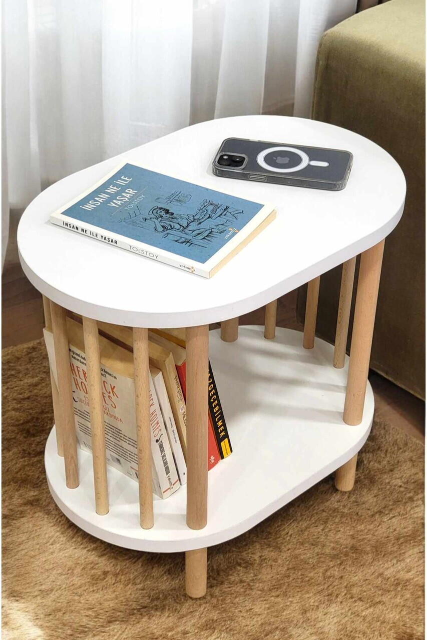 Masuta, Hanah Home, Pk-2109, 45x43x30 cm, PAL, Alb / Natural — imaginea 4