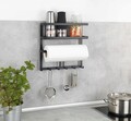 Suport multifunctional pentru bucatarie, Wenko, Gala, 30 x 9 x 33 cm, metal, negru