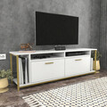 Comoda TV, Retricy, Omar, 160x35x50.8 cm, PAL, Alb/Auriu