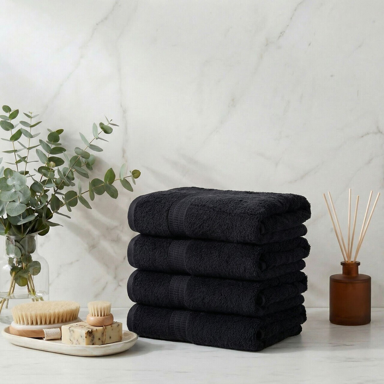 Set prosoape L'essentiel Maison List Bumbac Negru