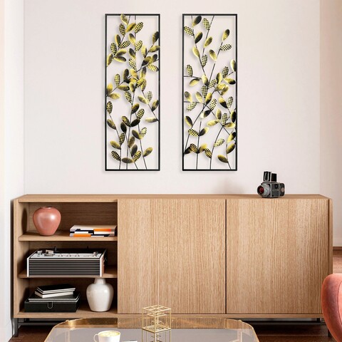 Decoratiune de perete, olips 2, metal, 32 x 90 cm, 2 piese, multicolor